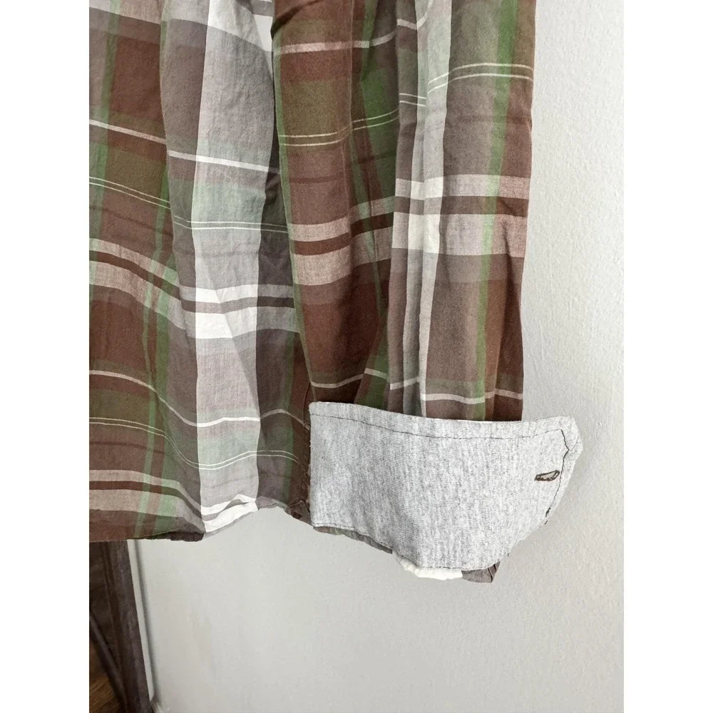 The North Face Shirt Mens 2XL Brown Plaid Long Sleeve Hiking Button-Up Casual